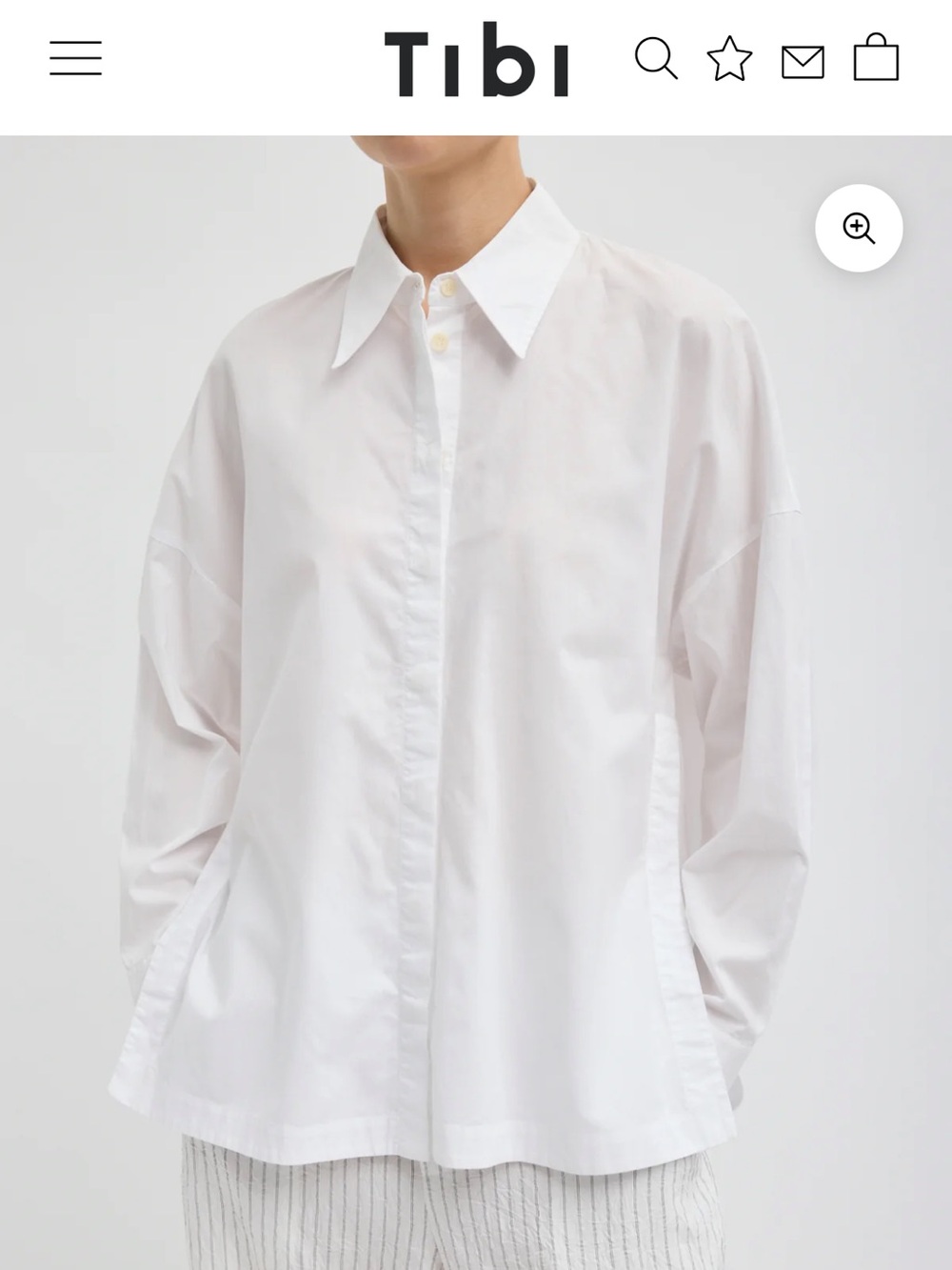 Tibi Gabe White Oversized Cotton Poplin Button-Down Shirt